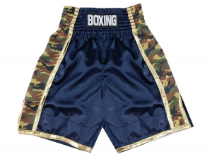 Custom Boxing Trunks with Name : KNBSH-034-Navy